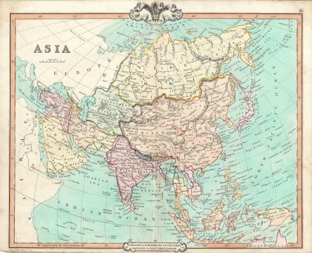 1850 Cruchley Map of Asia