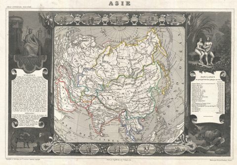 1852 Levasseur Map of Asia