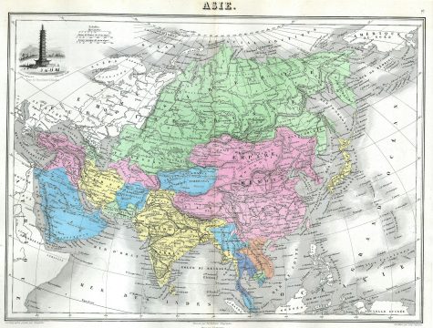 1873 Migeon Map of Asia