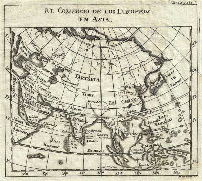 1754 Gabriel Ramirez Map of Asia