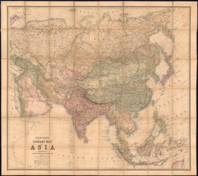 1862 Johnston and Stanford Library Wall Map of Asia