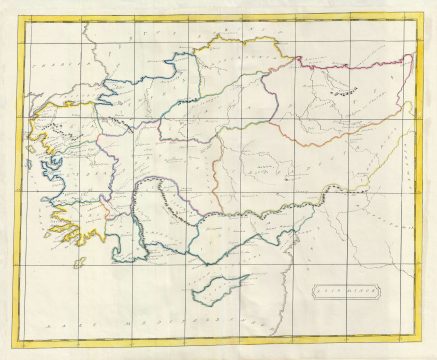 1823 Manuscript Map of Turkey or Asia Minor in Antiquity