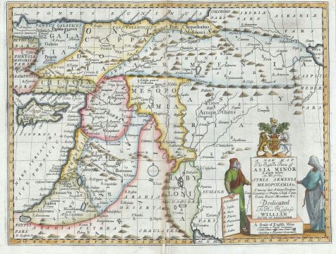 1712 Wells Map of Asia Minor, Israel, Palestine, Syria, Jordan and Iraq