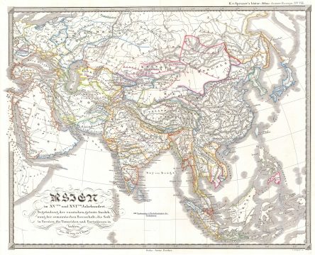1844 Spruneri Map of Asia in the 15th and 16th Centuries (Ming China)