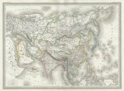 1860 Dufour Map of Asia