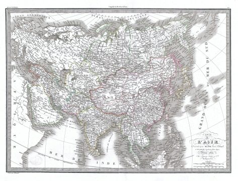 1832 Lapie Map of Asia