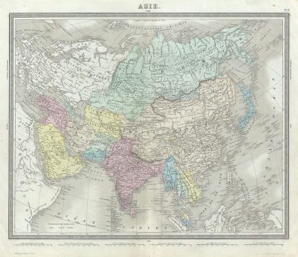 1874 Tardieu Map of Asia