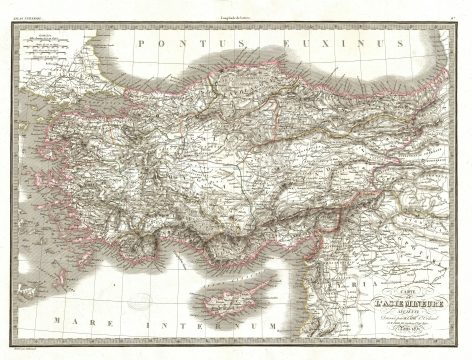 1831 Lapie Map of Turkey or Asia Minor in Antiquity