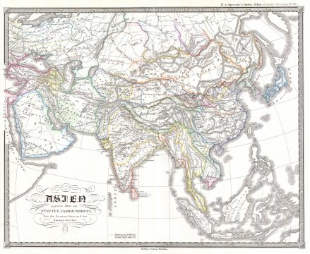 1855 Spruner Map of Asia in the 5th Century  ( Sassanid Empire )