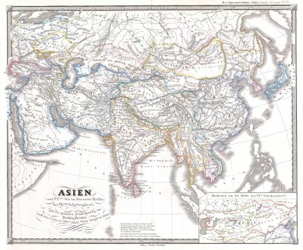 1855 Spruner Map of Asia During Chang Dynasty China ( Tufan Tibet )