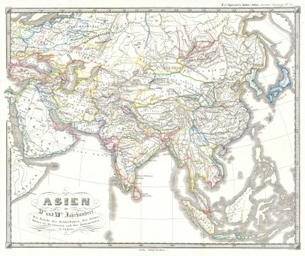 1855 Spruner Map of  Asia in the 11th and 12th Centuries ( Seljuk Empire, Song China )