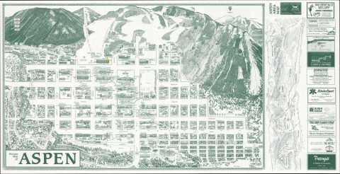 1988 King Pictorial Promotional Map of Aspen, Colorado