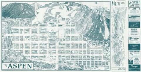 1989 Chris King Pictorial Map of Aspen, Colorado