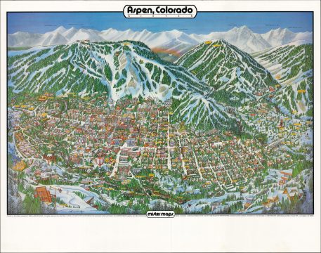 1988 Mister Maps Pictorial View of Aspen, Colorado