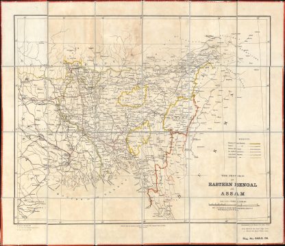 1906 Survey of India Map of East Bengal and Assam, India
