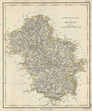 1854 Pharoah and Company Map of the Astagram Division of Mysore, Karnataka, India