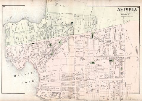 1873 Beers Map of Astoria, Queens, New York City