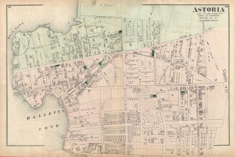 1873 Beers Map of Astoria, Queens, New York City