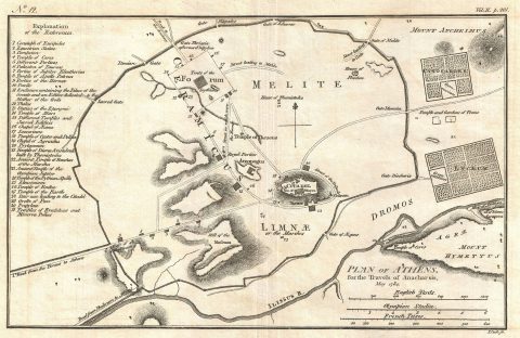 1784 Bocage Map of Athens, Greece