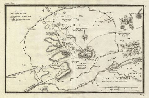 1791 Bocage Map or Plan of Athens, Ancient Greece