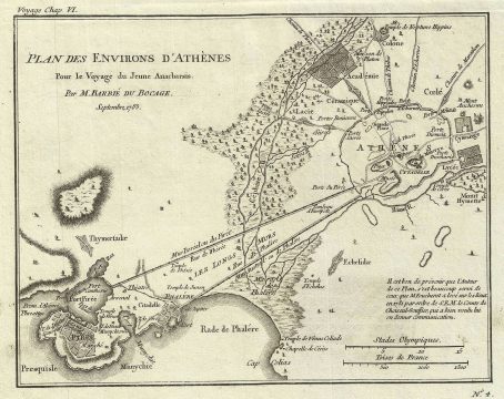 1785 Bocage Map of the City of Athens in Ancient Greece