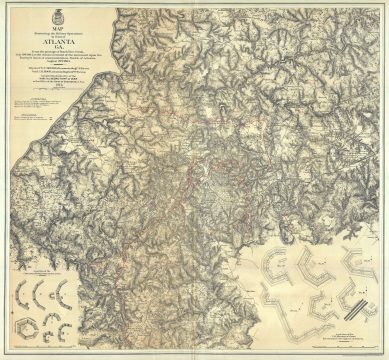1864 U.S. Secretary of War Map of Atlanta, Georgia during the Civil War