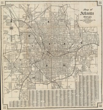 1924 Lester Book and Stationary Company City Map or Plan of Atlanta, Georgia