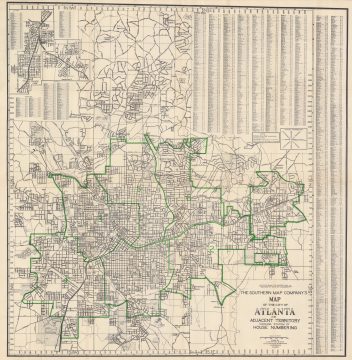 1946 Southern Map Company City Plan or Map of Atlanta, Georgia