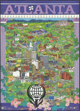 1972 Trans Continental Cartographers Pictorial Map of Atlanta, Georgia
