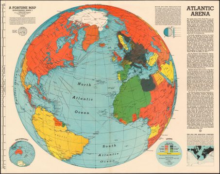 1942 Richard Edes Harrison Map of the World during World War II