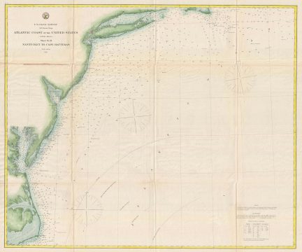 1863 U.S. Coast Survey Map of the Atlantic Coast from Nantucket to Cape Hatteras