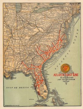 1916 Matthews-Northrup Map of the Eastern U.S. and Atlantic Coast Line Railroad