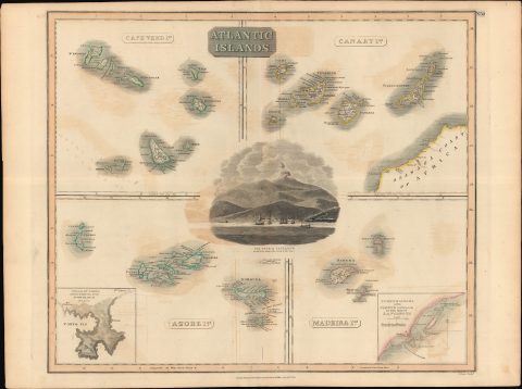 1814 Thomson Map of Atlantic Islands: Cape Verde, Canary, Madeira, Azores