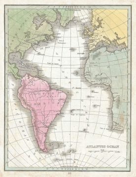 1835 Bradford Map of the Atlantic Ocean