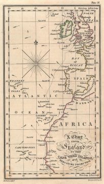 1840 J.W. Norie Chart of the Atlantic: England to the Cape Verd Islands