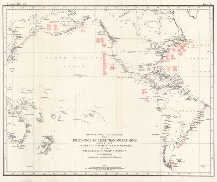 1900 U.S. Fish Commission Map of Atlantic and Pacific Ocean Dredgings
