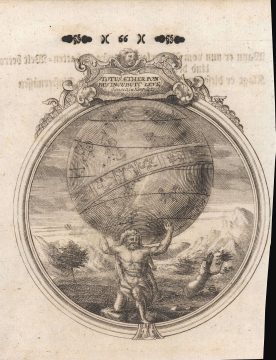 1749 Oppelt Engraving of Atlas Holding up the Heavens