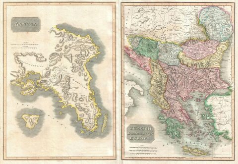1814 Thomson Map of Greece and Attica