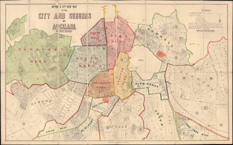 1884 Upton and Co. Folding Map of Auckland, New Zealand