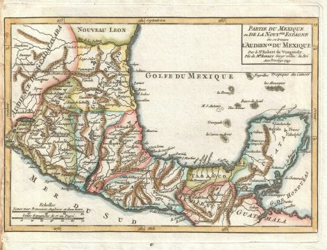 1749 Vaugondy Map of Mexico