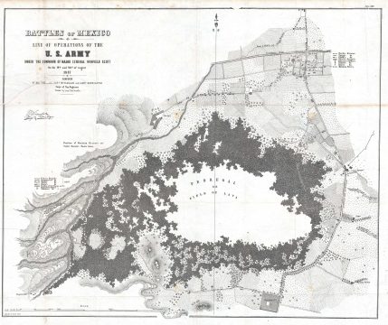 1847 Hardcastle Map of the Battle of Churubusco during the Mexican-American War