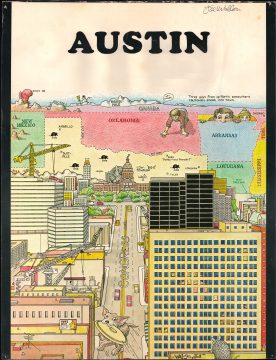 1983 Waldon Pictorial View of the World from Austin, Texas, w/ Artist's Signature