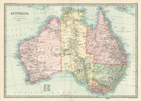 1890 Bartholomew Map of Australia