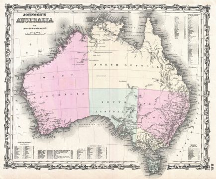 1861 Johnson and Browning Map of Australia (First Edition)