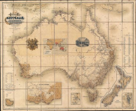 1857 Ravenstein Map of Australia during the Gold Rush Era
