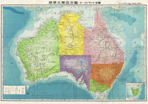 1943 World War II Japanese Aeronautical Map of Australia
