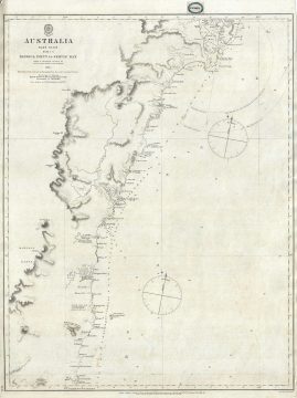 1865 Stokes Chart or Map of Eastern Australia: Barriga Point to Jervis Bay