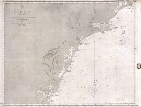 1861 Stokes Admiralty Chart or Map of Eastern Australia (North of Sydney)