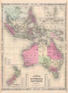 1867 Johnson Map of Australia and the East Indies