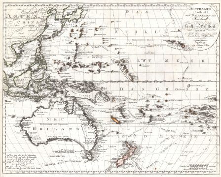 1802 Johannes Walch Map of the East Indies, South Pacific, Australia, Hawaii